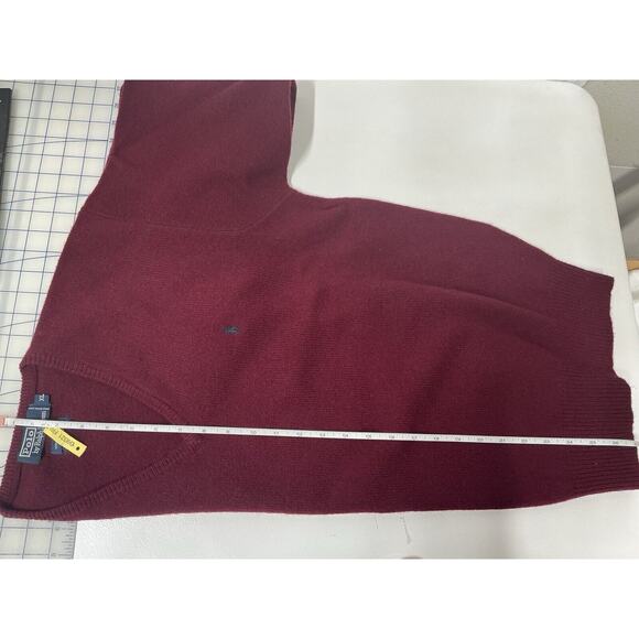Vtg Polo Ralph Lauren Lambswool V-Neck Sweater Mens Size XL Maroon - Picture 8 of 14